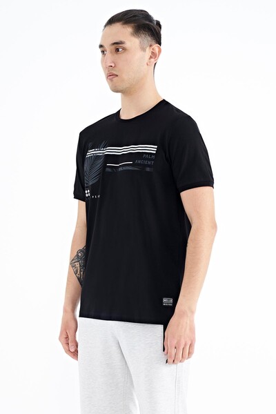 Tommylife Wholesale Black Crew Neck Standard Fit Men's T-Shirt - 88183 - Thumbnail