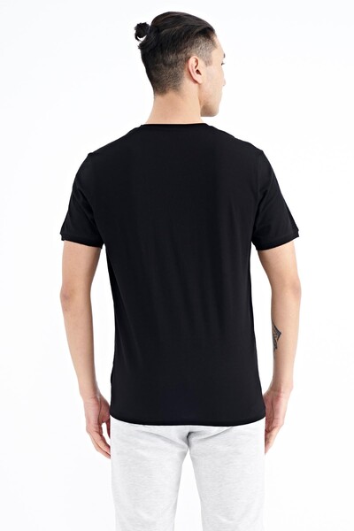 Tommylife Wholesale Black Crew Neck Standard Fit Men's T-Shirt - 88183 - Thumbnail