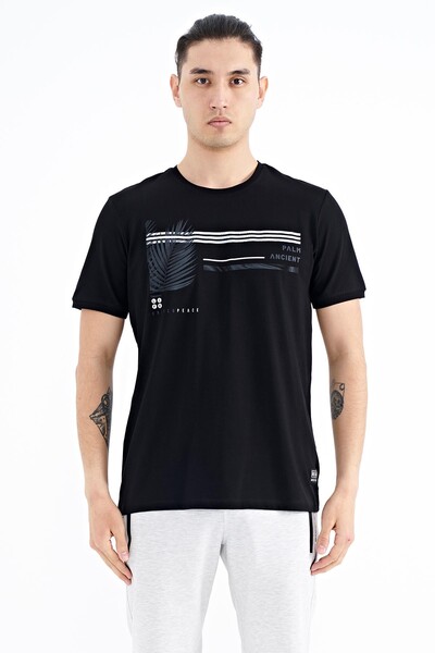 Tommylife Wholesale Black Crew Neck Standard Fit Men's T-Shirt - 88183 - Thumbnail