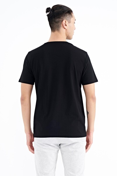 Tommylife Wholesale Black Crew Neck Standard Fit Men's T-shirt - 88190 - Thumbnail