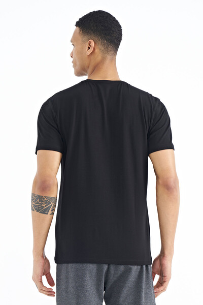 Tommylife Wholesale Black Crew Neck Standard Fit Men's T-Shirt - 88214 - Thumbnail