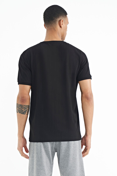 Tommylife Wholesale Black Crew Neck Standard Fit Men's T-shirt - 88216 - Thumbnail