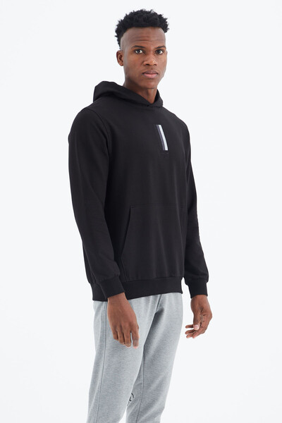 Tommylife Wholesale Black Harvey Hooded Sweatshirt - 88309 - Thumbnail