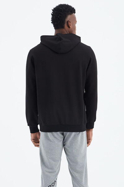 Tommylife Wholesale Black Harvey Hooded Sweatshirt - 88309 - Thumbnail
