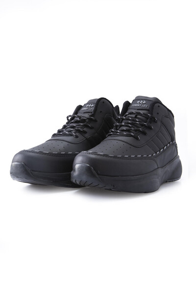 Tommylife Wholesale Black High Ankle Strap High Platform Men's Sneakers - 89094 - Thumbnail