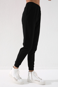 Tommylife Wholesale Black High Waist Jogger Comfy Cuffed Women's Sweatpant - 94561 - Thumbnail
