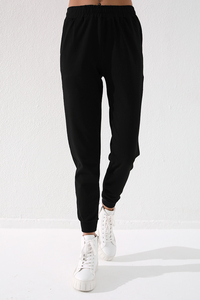 Tommylife Wholesale Black High Waist Jogger Comfy Cuffed Women's Sweatpant - 94561 - Thumbnail