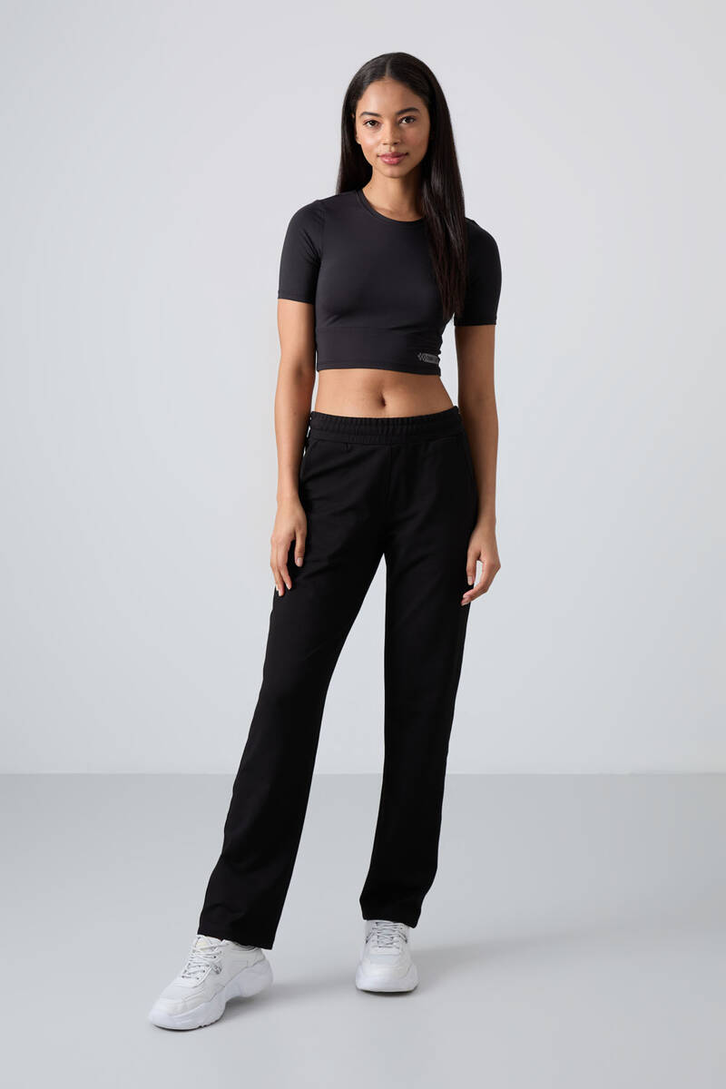 TOMMYLIFE - Tommylife Wholesale Black High Waist With Pocket Comfy Classic Hem Women's Sweatpants - 94584