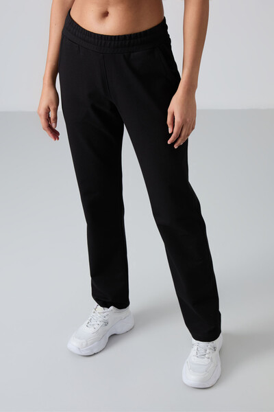 Tommylife Wholesale Black High Waist With Pocket Comfy Classic Hem Women's Sweatpants - 94584 - Thumbnail