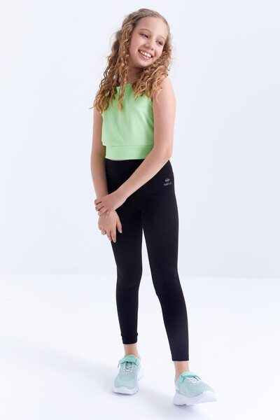 TOMMYLIFE - Tommylife Wholesale Black High Waisted Skinny Leg Girl's Leggings - 75047
