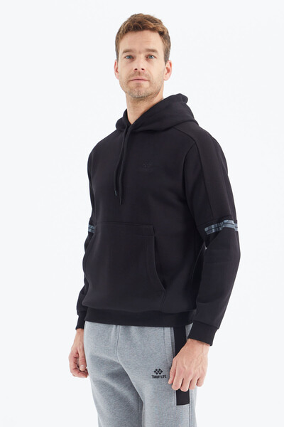 Tommylife Wholesale Black Hooded Men's Sweatshirt - 88315 - Thumbnail