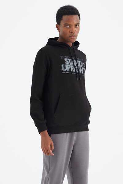 Tommylife Wholesale Black Hooded Relaxed Fit Boys' Sweatshirt - 88286 - Thumbnail