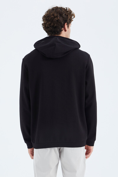 Tommylife Wholesale Black Hooded Relaxed Fit Men's Sweatshirt - 88277 - Thumbnail