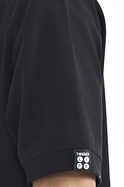 Tommylife Wholesale Black Hoodie Oversize Men's T-shirt - 88179 - Thumbnail