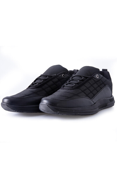 Tommylife Wholesale Black Lace Up Faux Leather Men's Sneakers - 89096 - Thumbnail