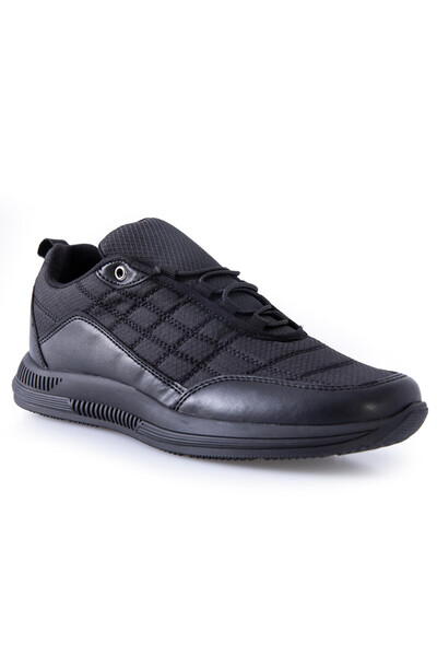 Tommylife Wholesale Black Lace Up Faux Leather Men's Sneakers - 89096 - Thumbnail