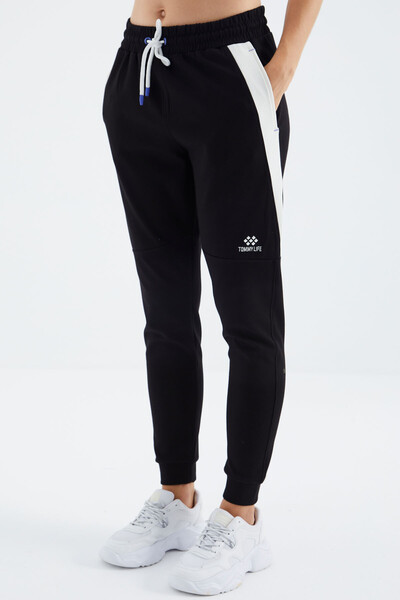 Tommylife Wholesale Black Laced Comfy Women's Sweatpants - 94645 - Thumbnail