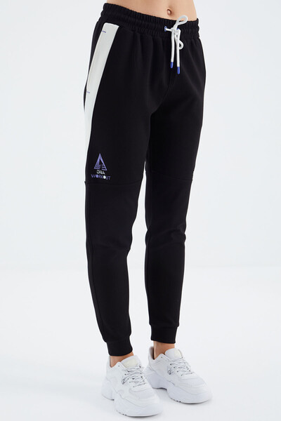 Tommylife Wholesale Black Laced Comfy Women's Sweatpants - 94645 - Thumbnail