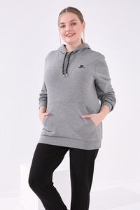 Tommylife Wholesale Black Pocketed Comfy Straight Leg Women's Big Size Sweatpants - 94014 - 2