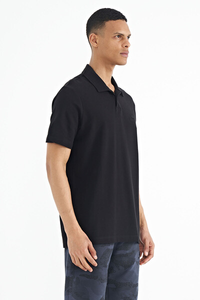 Tommylife Wholesale Black Polo Neck Standard Fit Men's T-Shirt - 88237 - Thumbnail