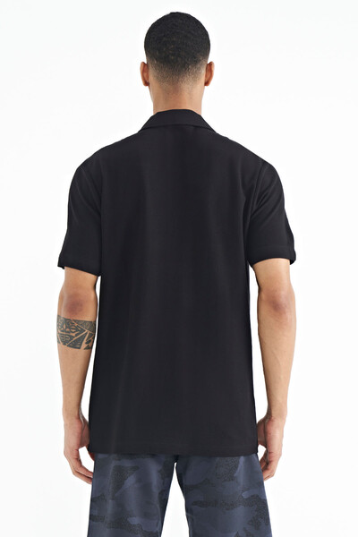 Tommylife Wholesale Black Polo Neck Standard Fit Men's T-Shirt - 88237 - Thumbnail