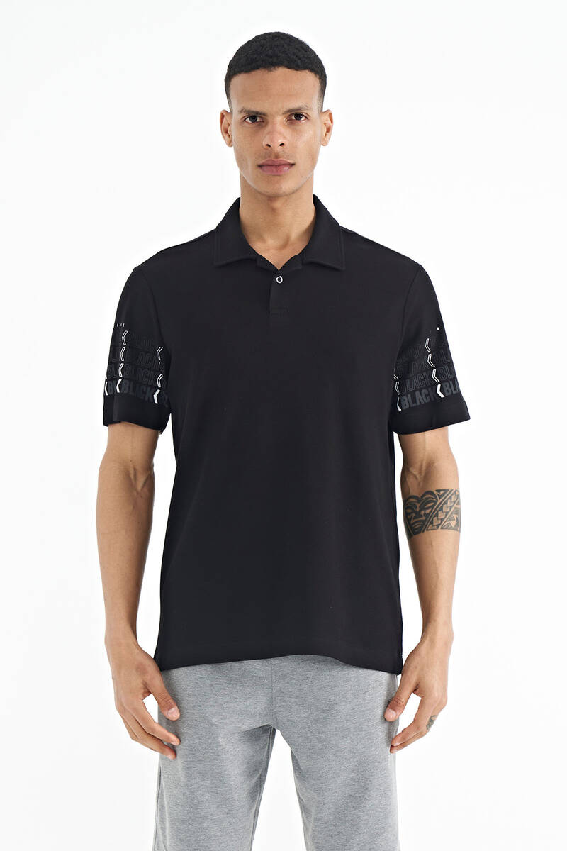 TOMMYLIFE - Tommylife Wholesale Black Polo Neck Standard Fit Men's T-Shirt - 88240