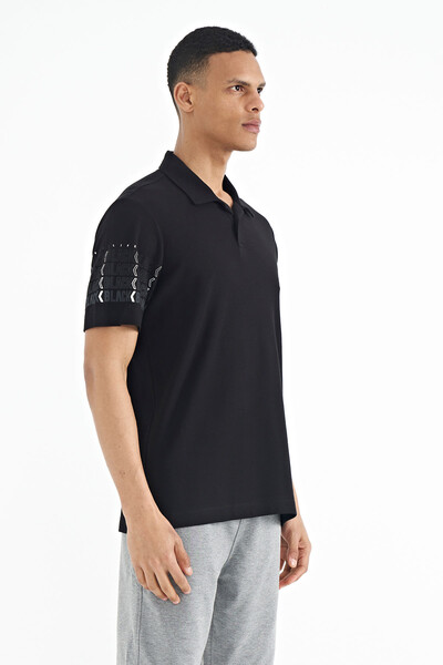 Tommylife Wholesale Black Polo Neck Standard Fit Men's T-Shirt - 88240 - Thumbnail