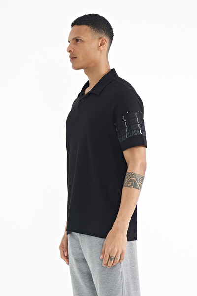 Tommylife Wholesale Black Polo Neck Standard Fit Men's T-Shirt - 88240 - Thumbnail