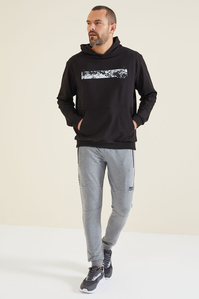 Tommylife Wholesale Black Printed Men's Sweatshirt - 88136 - Thumbnail