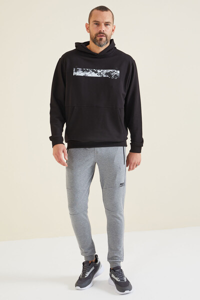 Tommylife Wholesale Black Printed Men's Sweatshirt - 88136 - Thumbnail