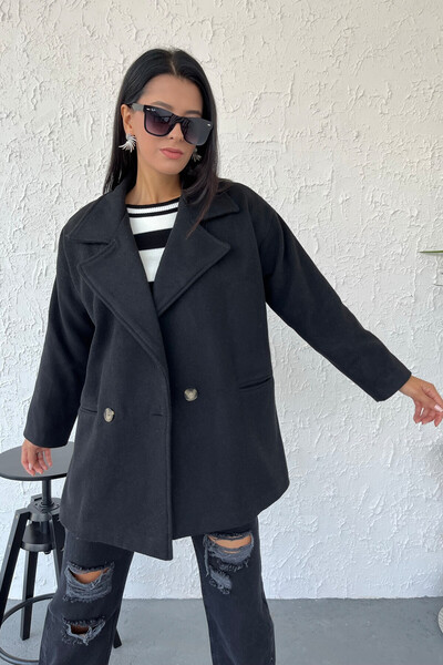 Tommylife Wholesale Black Relaxed Fit Women's Shorts Coat - 02045 - Thumbnail