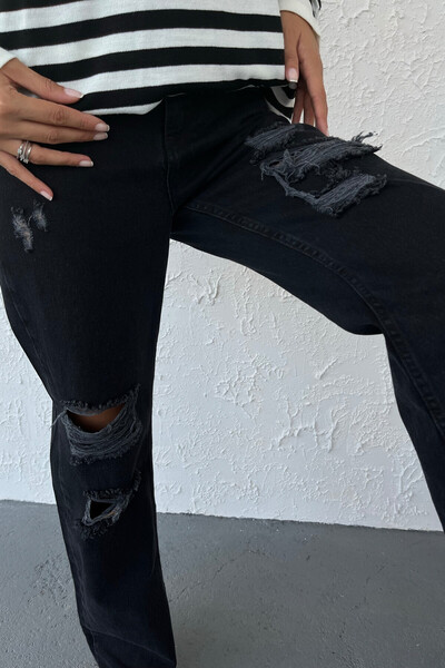 Tommylife Wholesale Black Ripped Women's Jeans - 02038 - Thumbnail