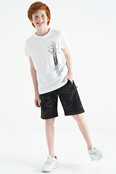 Tommylife Wholesale Black Shadow Camouflage Zipper Pocketed Standard Fit Boys' Shorts - 11163 - Thumbnail
