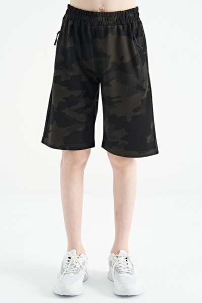 Tommylife Wholesale Black Shadow Camouflage Zipper Pocketed Standard Fit Boys' Shorts - 11163 - Thumbnail