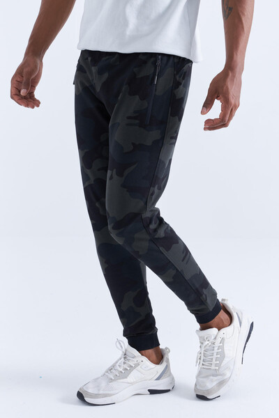 Tommylife Wholesale Black Shadow With Camouflage Pattern Slim Fit Jogger Men's Sweatpant - 84754 - Thumbnail