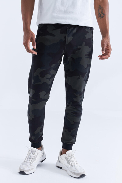 Tommylife Wholesale Black Shadow With Camouflage Pattern Slim Fit Jogger Men's Sweatpant - 84754 - Thumbnail