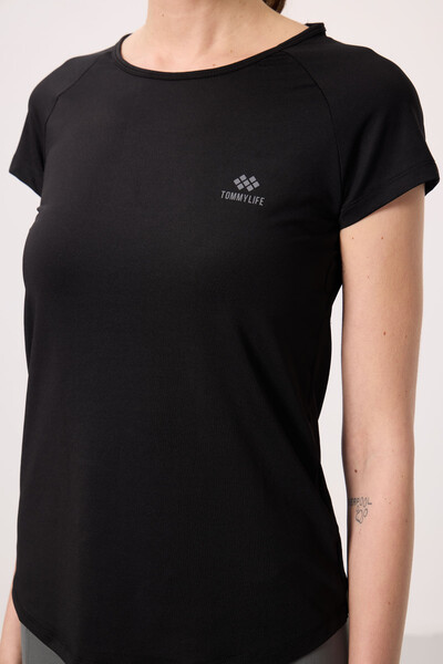 Tommylife Wholesale Black Short Sleeve Standard Fit Crew Neck Women's T-Shirt - 97101 - Thumbnail