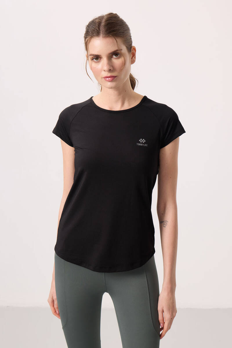 TOMMYLIFE - Tommylife Wholesale Black Short Sleeve Standard Fit Crew Neck Women's T-Shirt - 97101