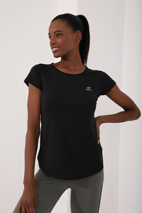 Tommylife Wholesale Black Short Sleeve Standard Fit Crew Neck Women's T-Shirt - 97101 - Thumbnail