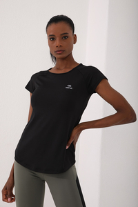 Tommylife Wholesale Black Short Sleeve Standard Fit Crew Neck Women's T-Shirt - 97101 - Thumbnail