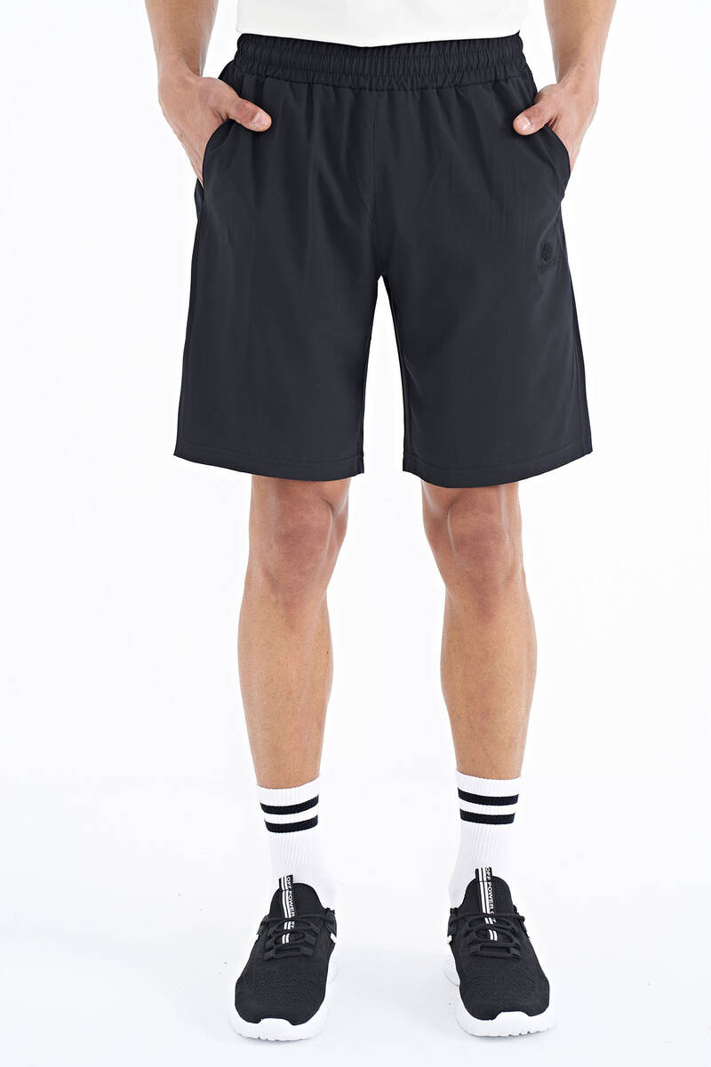 TOMMYLIFE - Tommylife Wholesale Black Side Pocket Detailed Elastic Men's Short - 81238