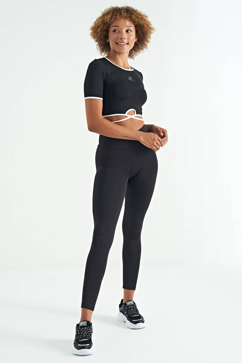 TOMMYLIFE - Tommylife Wholesale Black Slim Fit Women's Leggings - 94627