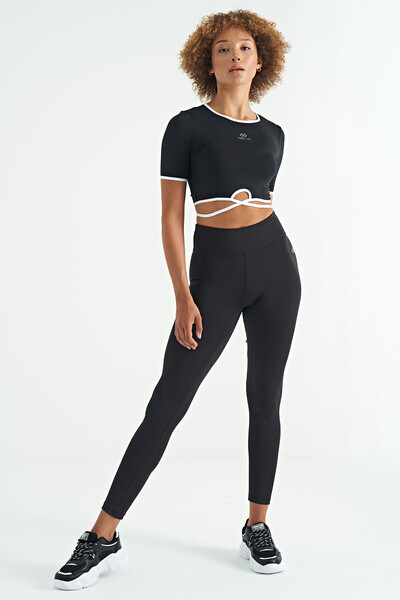 Tommylife Wholesale Black Slim Fit Women's Leggings - 94627 - Thumbnail