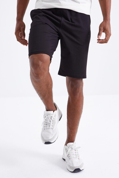 Tommylife Wholesale Black Standard Fit Basic Men's Short - 81212 - Thumbnail