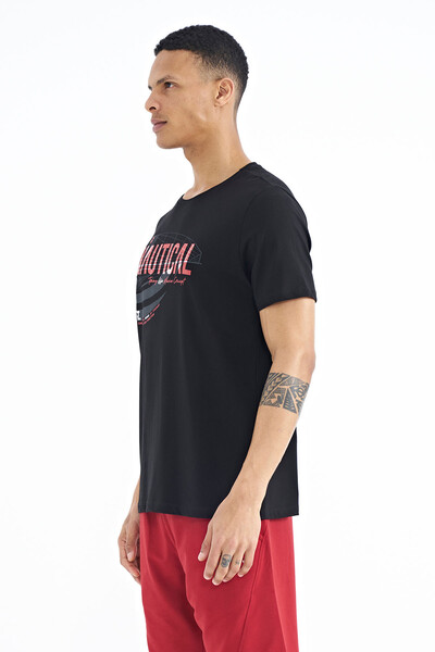 Tommylife Wholesale Black Standard Fit Crew Neck Men's T-Shirt - 88171 - Thumbnail