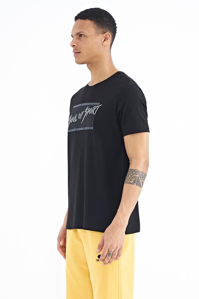 Tommylife Wholesale Black Standard Fit Crew Neck Men's T-Shirt - 88172 - Thumbnail