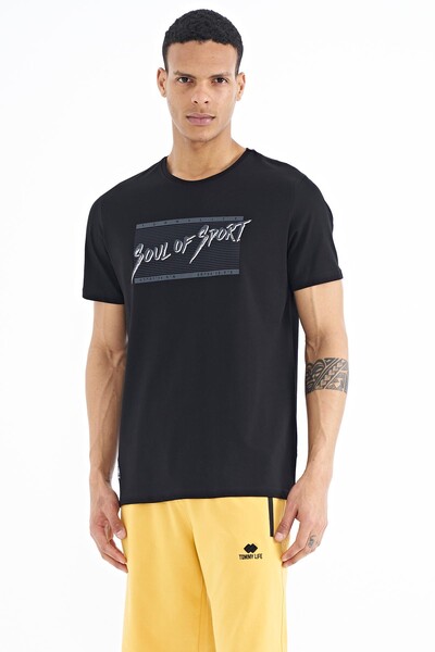 Tommylife Wholesale Black Standard Fit Crew Neck Men's T-Shirt - 88172 - Thumbnail