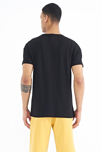 Tommylife Wholesale Black Standard Fit Crew Neck Men's T-Shirt - 88172 - Thumbnail