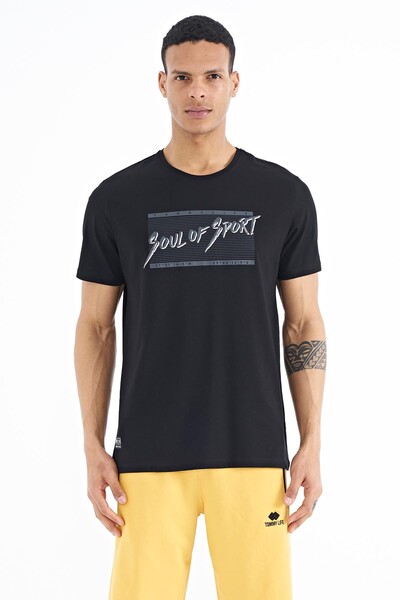 Tommylife Wholesale Black Standard Fit Crew Neck Men's T-Shirt - 88172 - Thumbnail