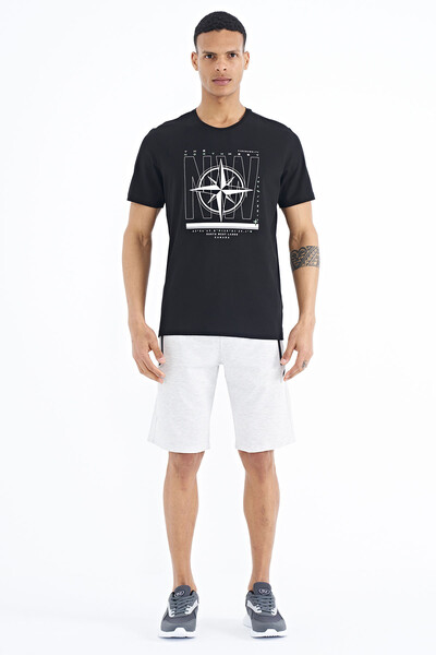 Tommylife Wholesale Black Standard Fit Crew Neck Men's T-Shirt - 88173 - Thumbnail